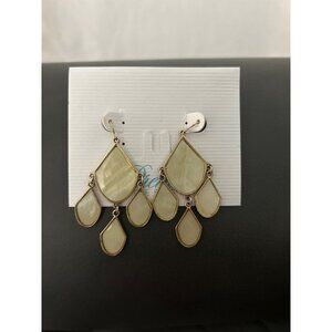 Gold Tone Teardrop Dangle Earrings With Mother Of Pearl Inlay Premier Designs